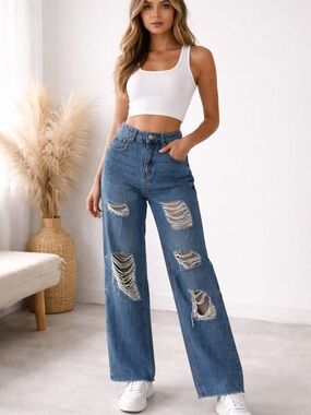 Prosperity Distressed wide leg jeans